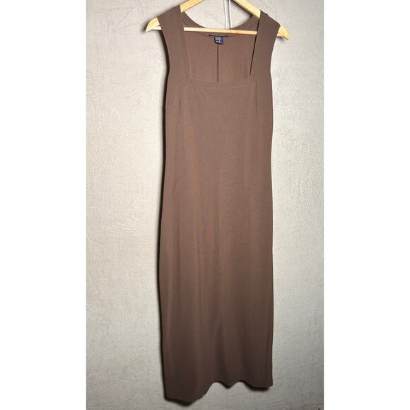 Boston Proper Brown Square Neck‎ Sleeveless Maxi Bodycon Dress Size Small - Picture 2 of 7